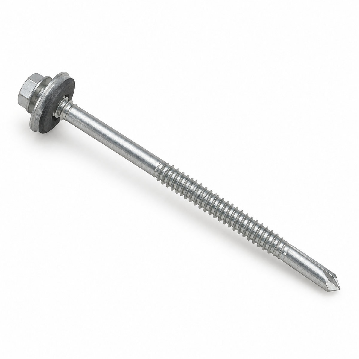 Reference-based AI illustration of Heavy Steel Roofing Screws with 19mm Sealing Washers (Pack of 100). Representative appearance; not a stock photograph.