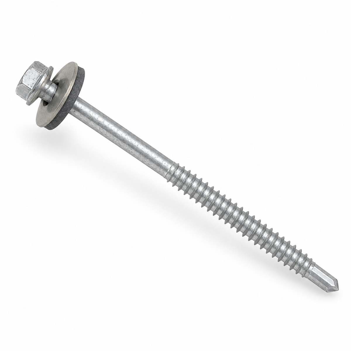 Reference-based AI illustration of Light Steel Roofing Screws with 19mm Sealing Washers (Pack of 100). Representative appearance; not a stock photograph.